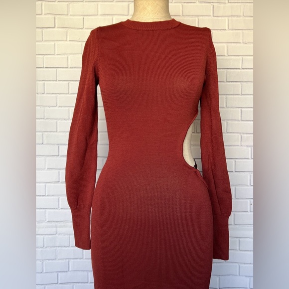 Aya Muse for FWRD Gigi Dress Maroon Ref Cut Out Detail  M $425 - Picture 7 of 11